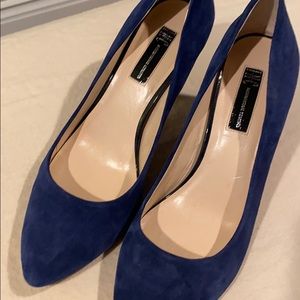 INC brand dark blue suede pumps